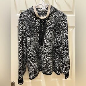 Olsen Knit Sweater with White/off white round neck and Beeded Tie